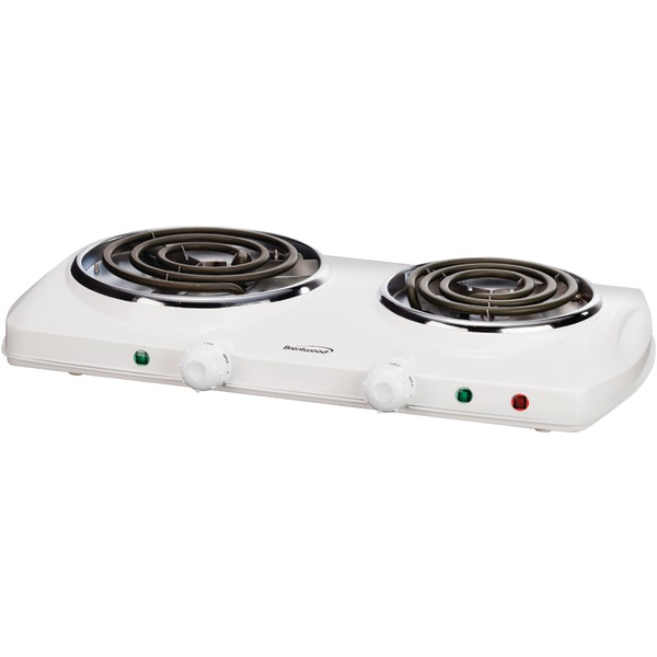 BRENTWOOD(R) TS-368 ELECTRIC DOUBL BRNR WHT